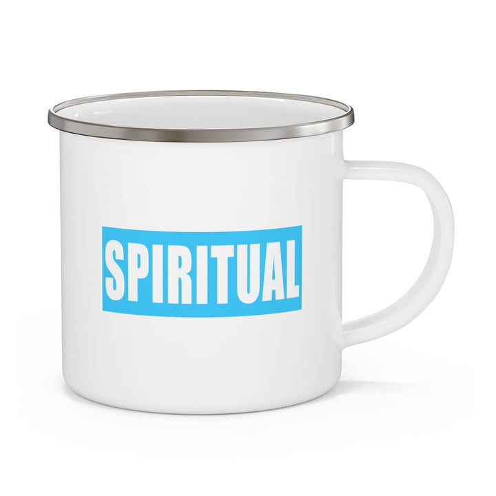 Enamel Camping Mug - Spiritual Light Blue Colorblock Illustration
