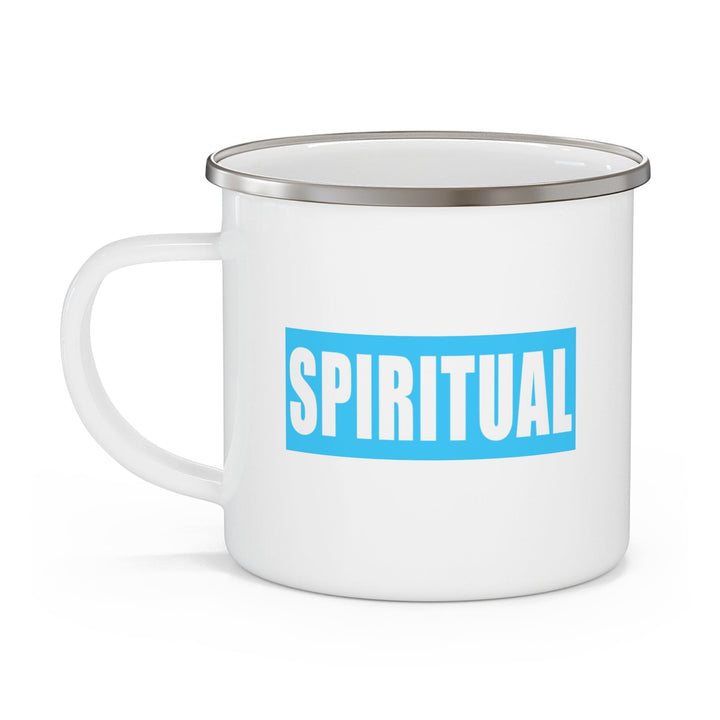 Enamel Camping Mug - Spiritual Light Blue Colorblock Illustration