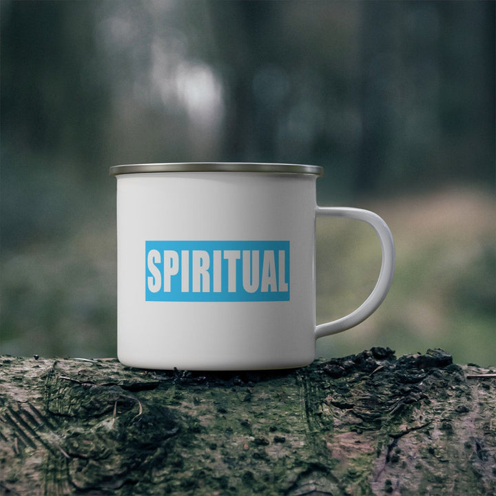 Enamel Camping Mug - Spiritual Light Blue Colorblock Illustration