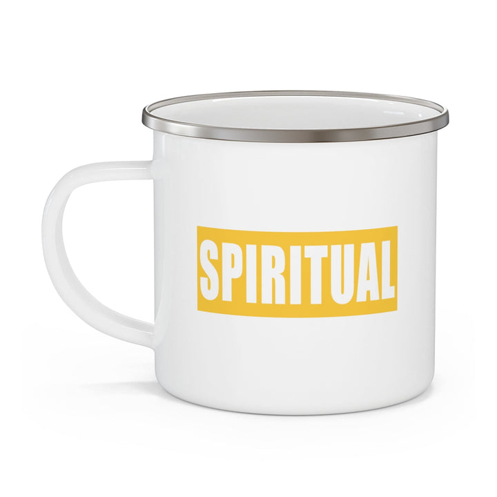 Enamel Camping Mug Spiritual Yellow Gold Colorblock Illustration - Decorative