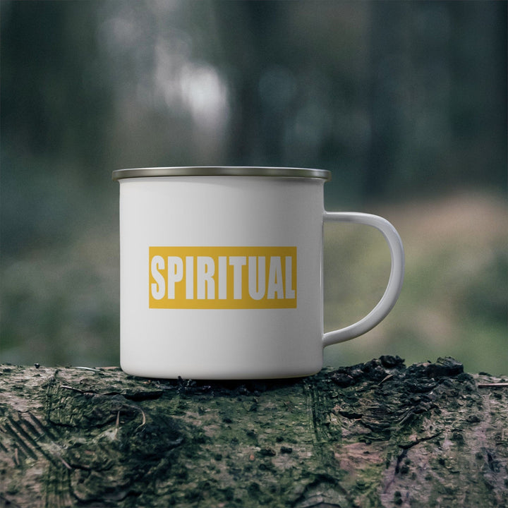 Enamel Camping Mug - Spiritual Yellow Gold Colorblock Illustration