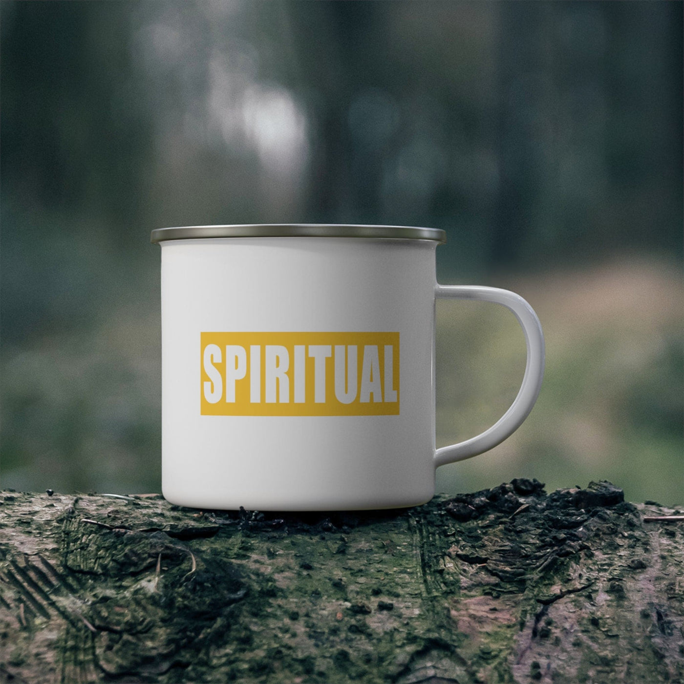 Enamel Camping Mug Spiritual Yellow Gold Colorblock Illustration - Decorative
