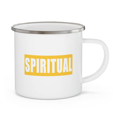 Enamel Camping Mug Spiritual Yellow Gold Colorblock Illustration - Decorative