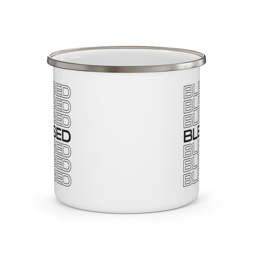 Enamel Camping Mug Stacked Blessed Print - Decorative | Enamel Mugs