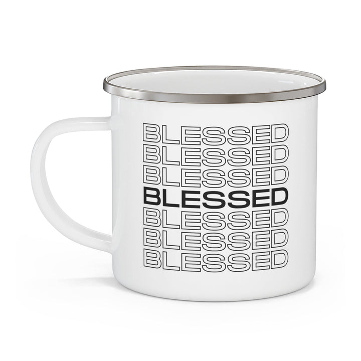 Enamel Camping Mug Stacked Blessed Print - Decorative | Enamel Mugs