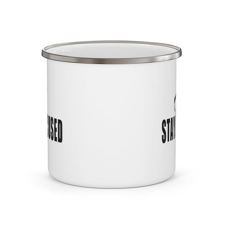 Enamel Camping Mug Stay Focused Black Print - Decorative | Enamel Mugs | 12oz