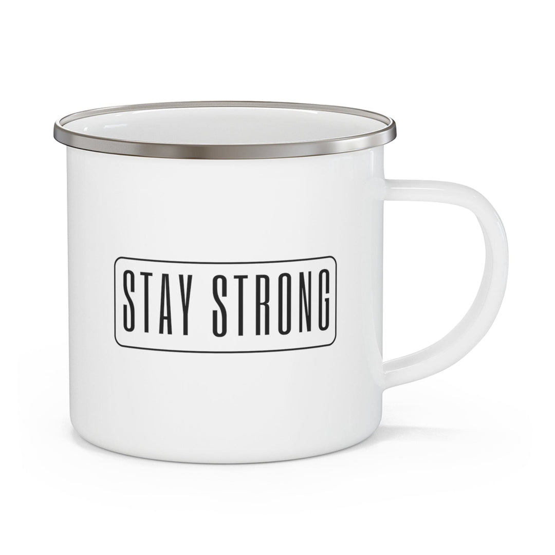 Enamel Camping Mug Stay Strong - Motivational Affirmation - Black - Decorative