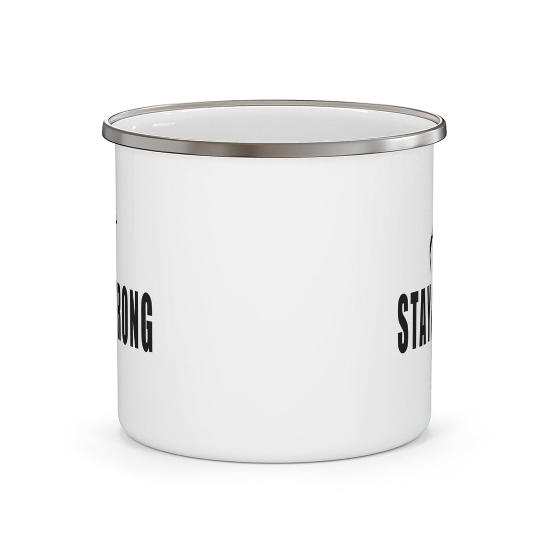 Enamel Camping Mug Stay Strong with Cross Black Print - Decorative | Enamel Mugs