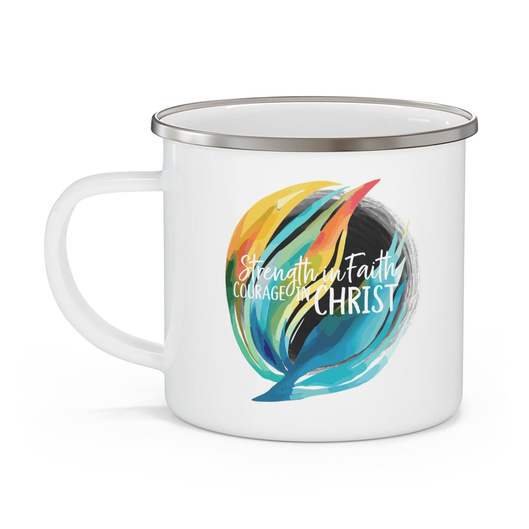 Enamel Camping Mug Strength in Faith Courage in Christ - Decorative | Enamel