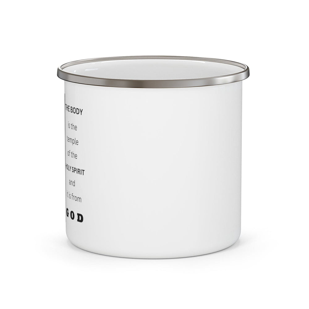 Enamel Camping Mug the Body is the Temple of the Holy Spirit - Scripture Verse