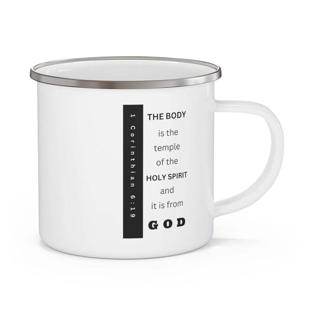 Enamel Camping Mug the Body is the Temple of the Holy Spirit - Scripture Verse