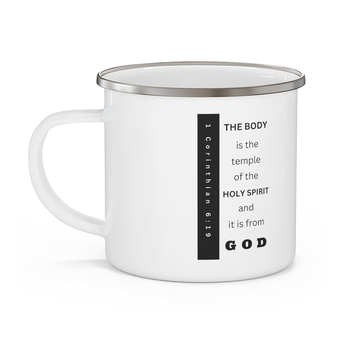 Enamel Camping Mug the Body is the Temple Print - Decorative | Enamel Mugs