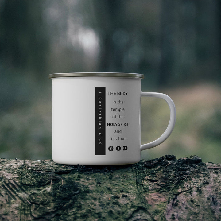 Enamel Camping Mug the Body is the Temple Print - Decorative | Enamel Mugs