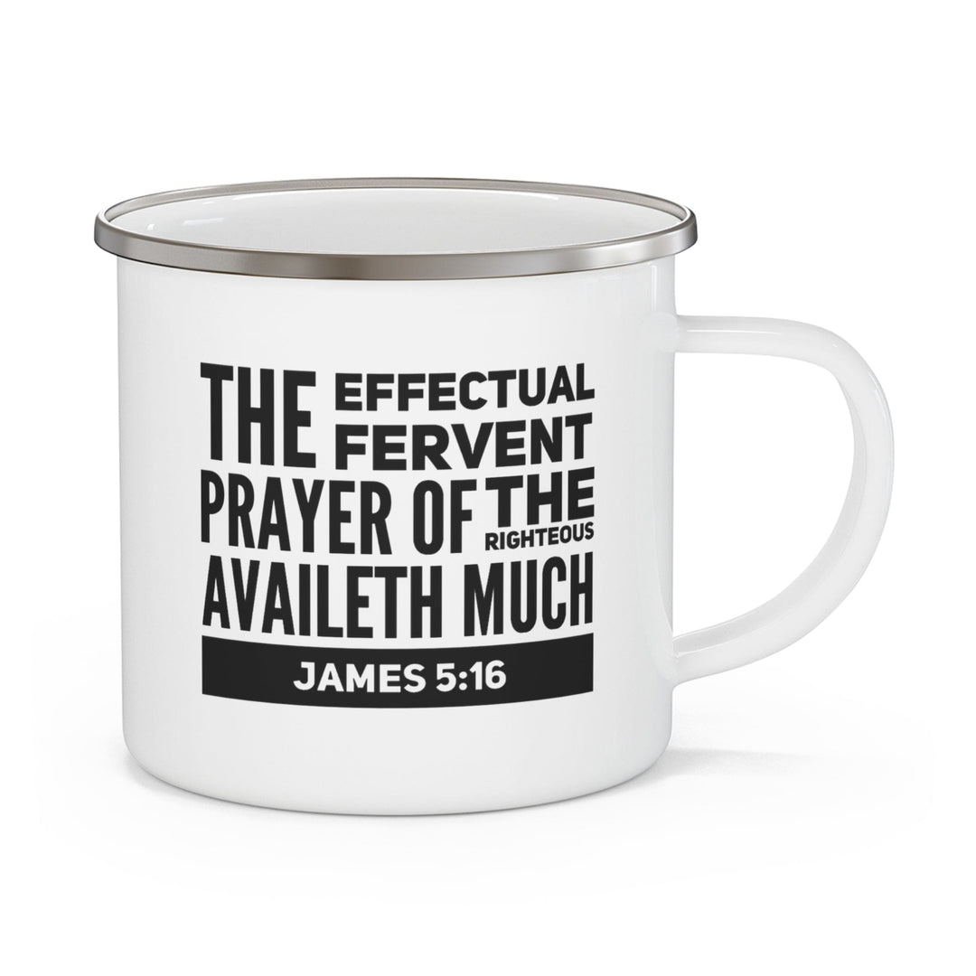 Enamel Camping Mug the Effectual Fervent Prayer Black Illustration - Decorative