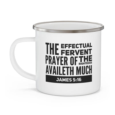 Enamel Camping Mug The Effectual Fervent Prayer Black Illustration - Decorative