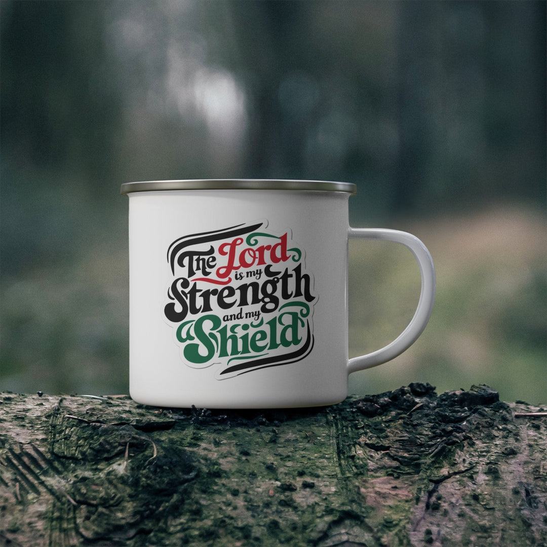 Enamel Camping Mug the Lord is my Strength and my Shield - Decorative | Enamel