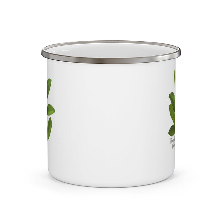 Enamel Camping Mug Through Faith Find Peace Olive Leaf - Decorative | Enamel