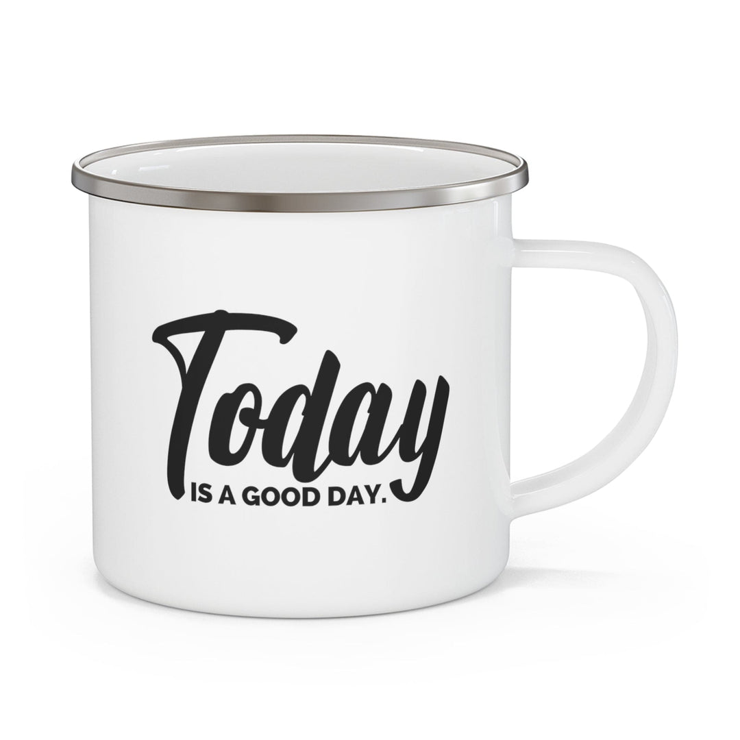 Enamel Camping Mug Today is a Good Day Black Illustration - Decorative | Enamel