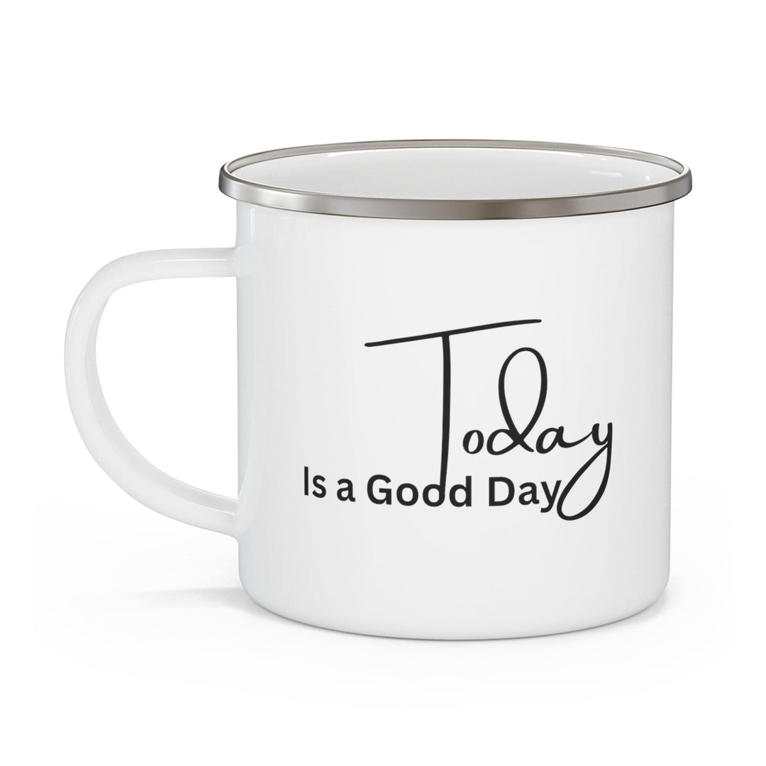 Enamel Camping Mug Today is a Good Day Black Illustration - Decorative | Enamel