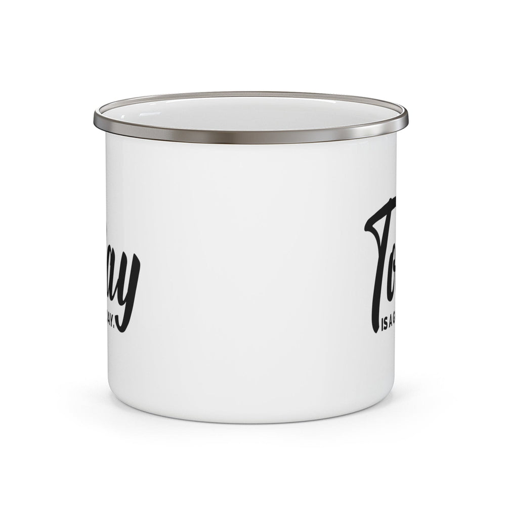 Enamel Camping Mug Today is a Good Day Black Illustration - Decorative | Enamel