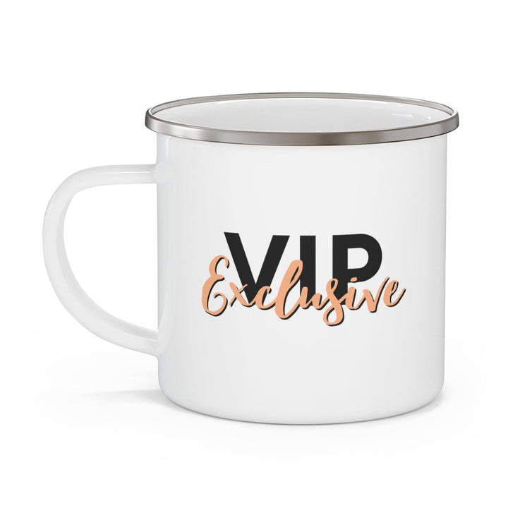 Enamel Camping Mug Vip Exclusive Black and Beige - Affirmation - Decorative