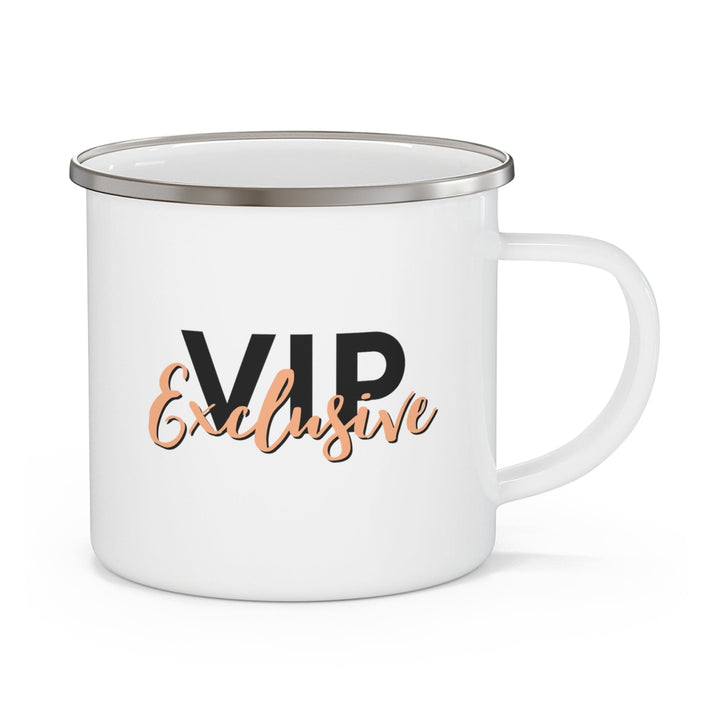 Enamel Camping Mug Vip Exclusive Black and Beige - Affirmation - Decorative