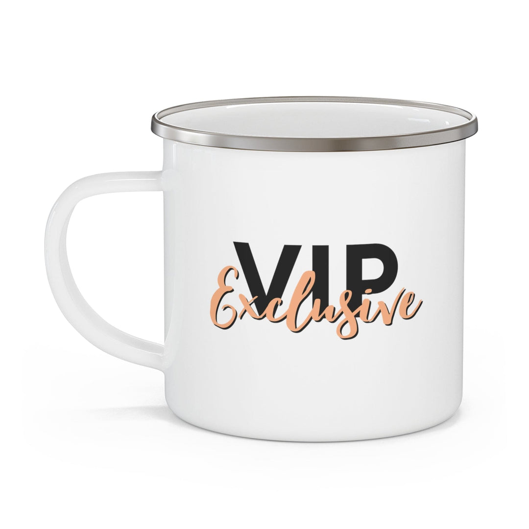 Enamel Camping Mug Vip Exclusive Black and Beige - Affirmation - Decorative