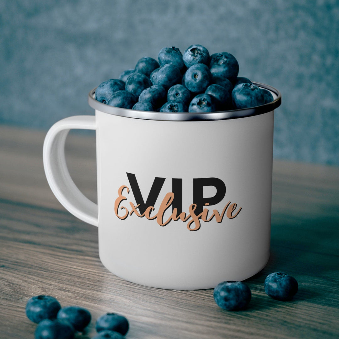 Enamel Camping Mug Vip Exclusive Black and Beige - Affirmation - Decorative