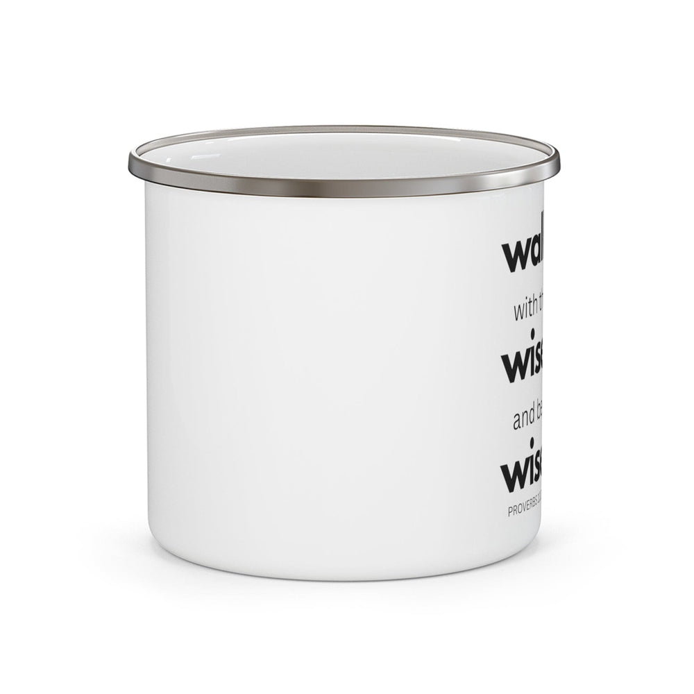 Enamel Camping Mug Walk with the Wise and be Wise Black Illustration