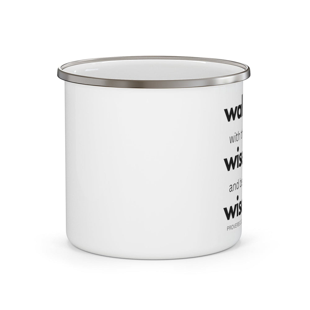 Enamel Camping Mug Walk with the Wise and be Wise Black Illustration