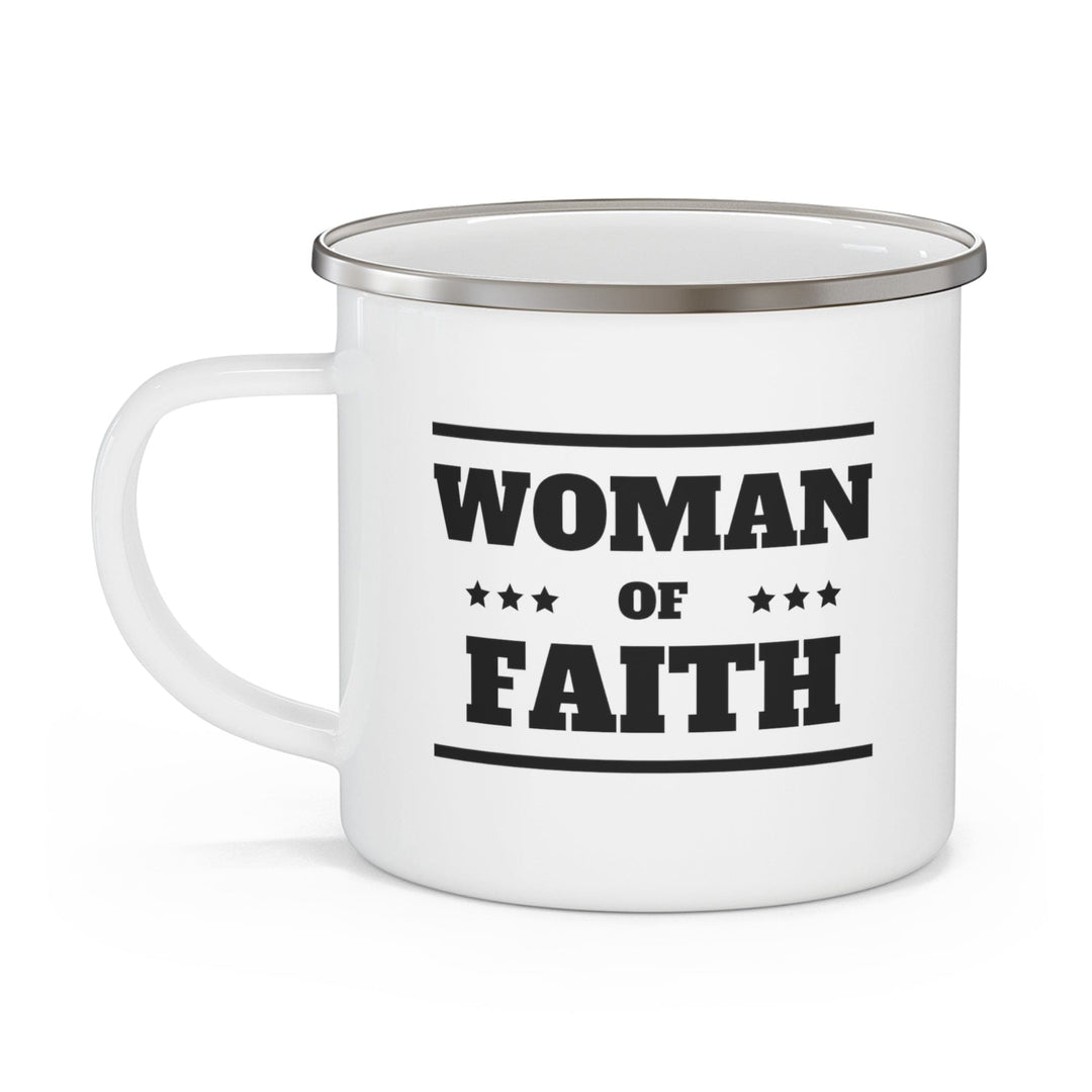 Enamel Camping Mug Woman of Faith Black Illustration - Decorative | Enamel Mugs