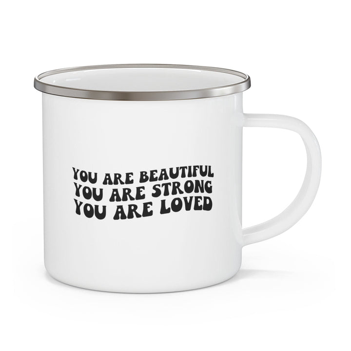 Enamel Camping Mug you are Beautiful Strong Black Illustration - Decorative