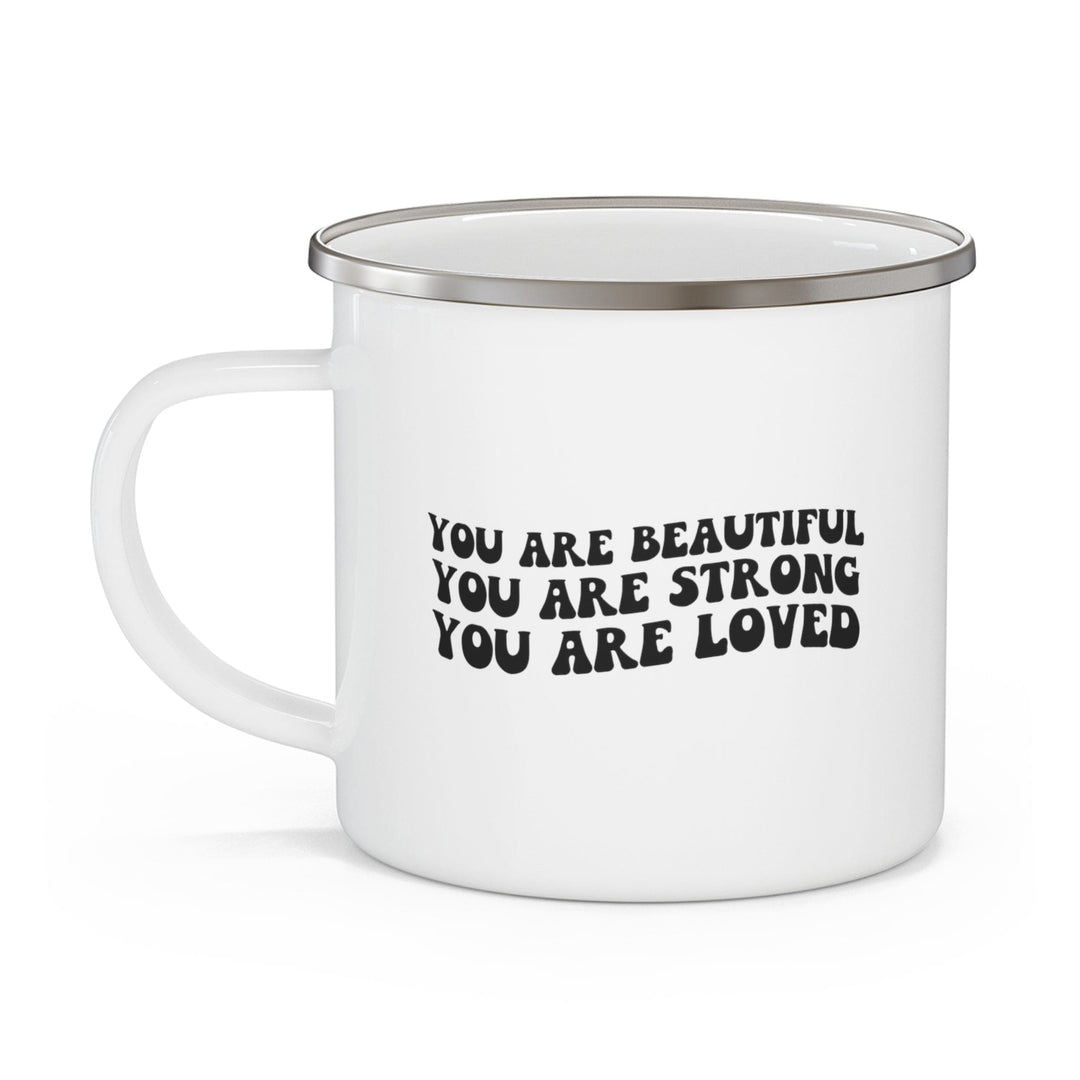 Enamel Camping Mug you are Beautiful Strong Black Illustration - Decorative