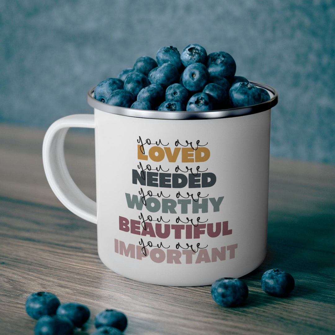 Enamel Camping Mug you are Loved Inspiration Affirmation - Decorative | Enamel