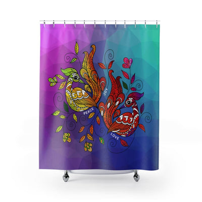 Fabric Shower Curtain Multicolor Wild Peacocks Print - Decorative | Shower