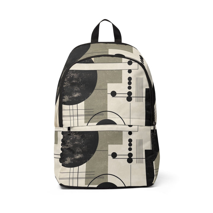 Fashion Backpack Waterproof Abstract Black Beige Brown Geometric Shapes - Bags