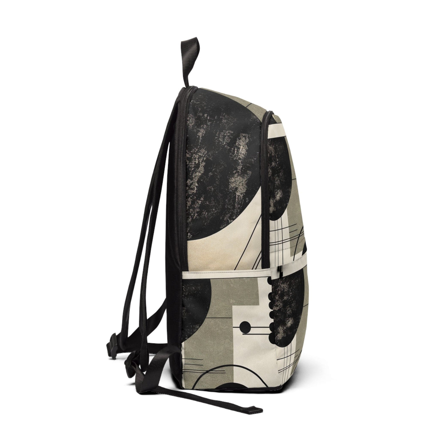 Fashion Backpack Waterproof Abstract Black Beige Brown Geometric Shapes - Bags
