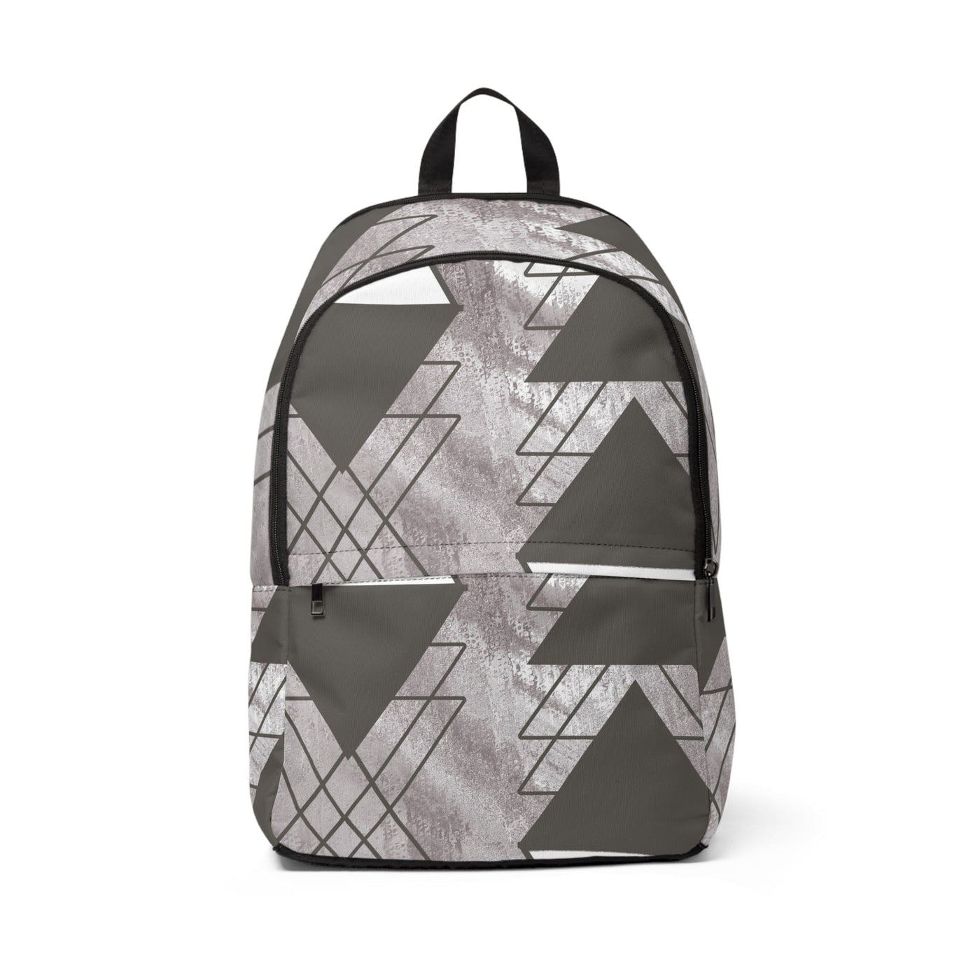 Fashion Backpack Waterproof Ash Grey And White Triangular Colorblock - Bags