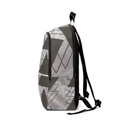 Fashion Backpack Waterproof Ash Grey And White Triangular Colorblock - Bags