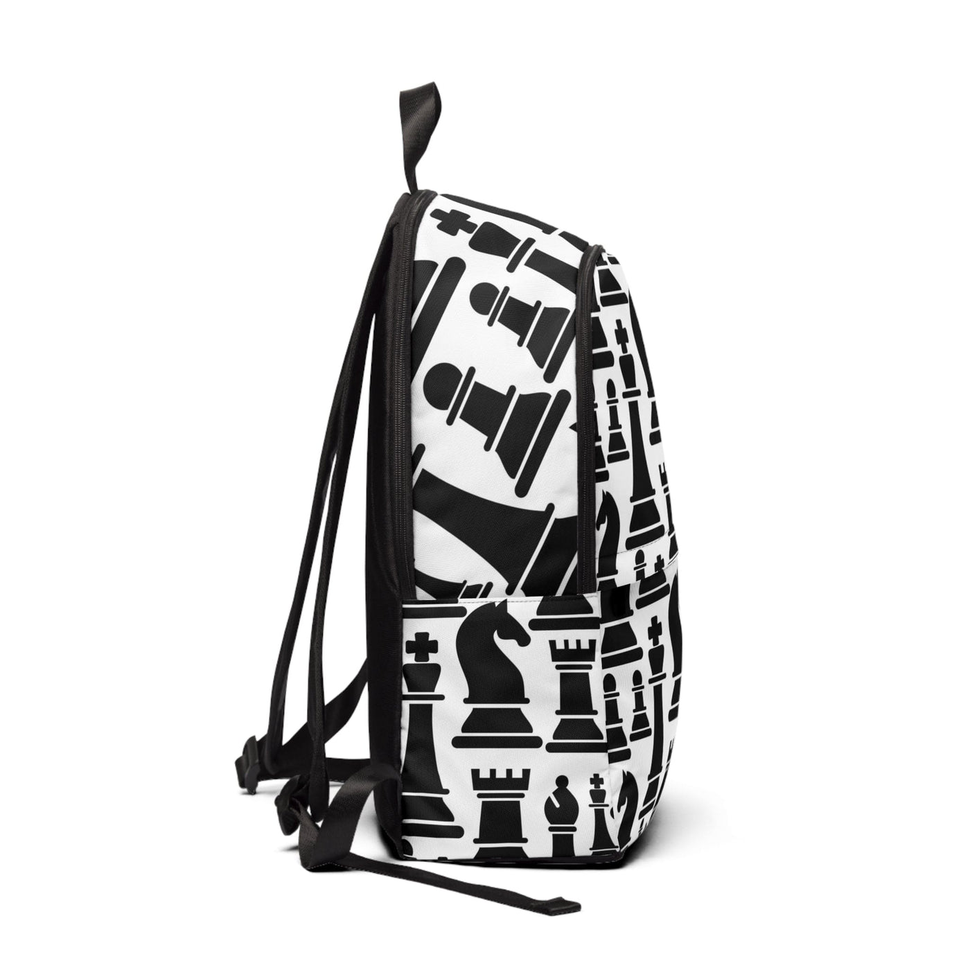 Fashion Backpack Waterproof Black And White Chess Print - Bags