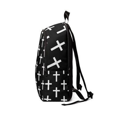 Fashion Backpack Waterproof Black And White Seamless Cross Pattern - Bags