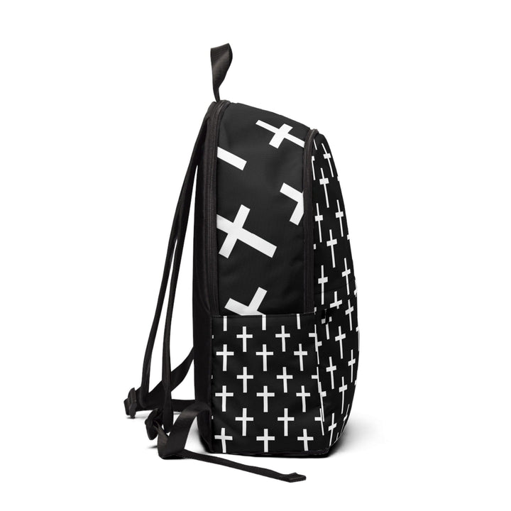 Fashion Backpack Waterproof Black White Cross Print - Bags | Backpacks