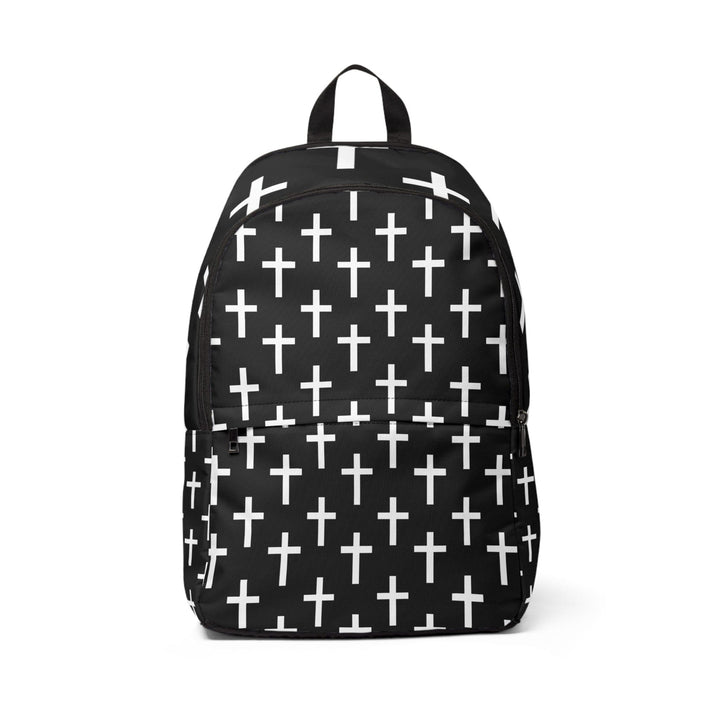 Fashion Backpack Waterproof Black White Cross Print - Bags | Backpacks