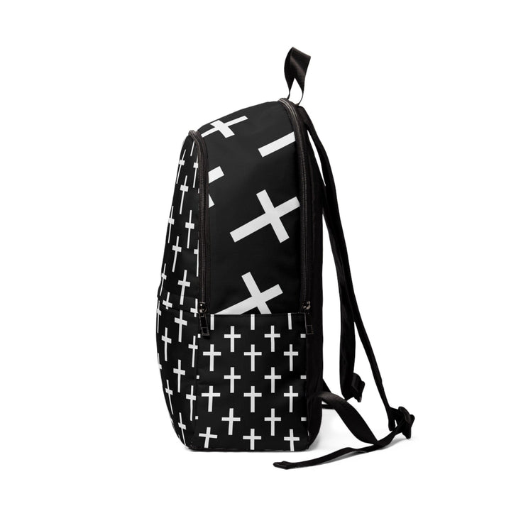 Fashion Backpack Waterproof Black White Cross Print - Bags | Backpacks