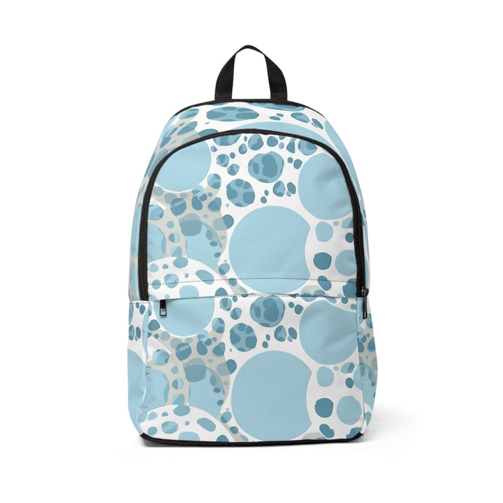 Fashion Backpack Waterproof Blue and White Circular Spotted Illustration - Bags