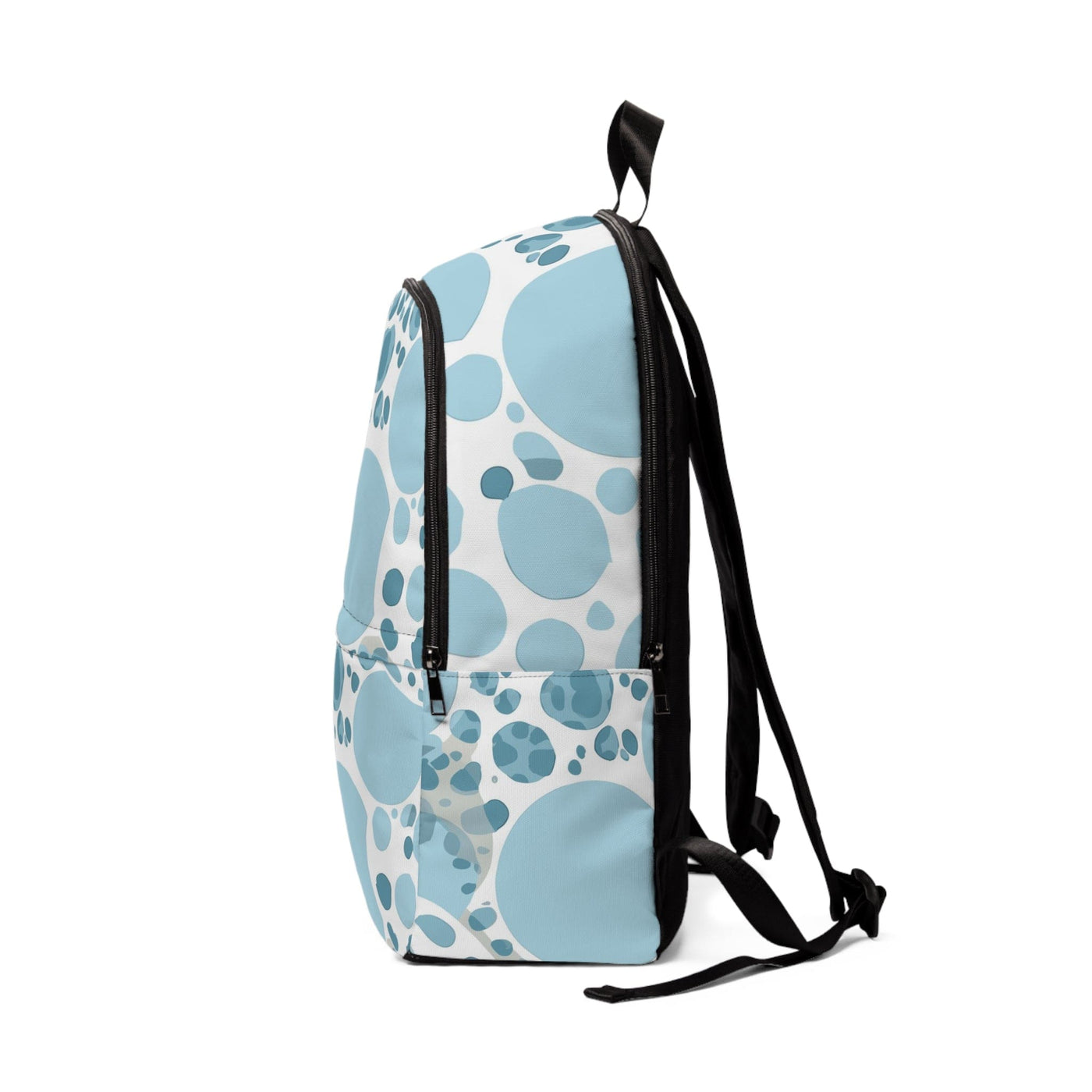 Fashion Backpack Waterproof Blue And White Circular Spotted Illustration - Bags