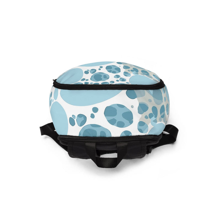 Fashion Backpack Waterproof Blue and White Circular Spotted Illustration - Bags