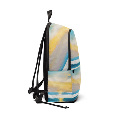 Fashion Backpack Waterproof Blue Ocean Golden Sunset Print - Bags