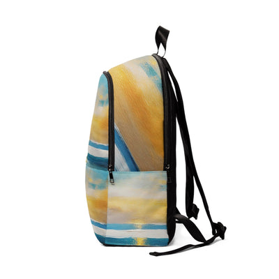 Fashion Backpack Waterproof Blue Ocean Golden Sunset Print - Bags