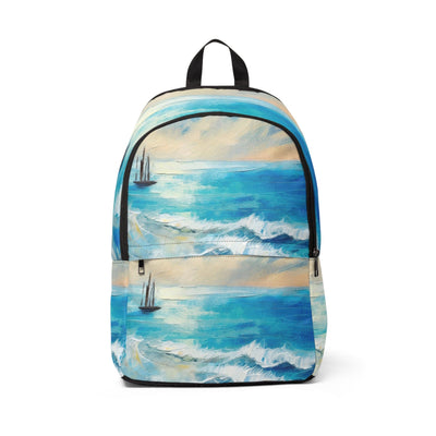 Fashion Backpack Waterproof Blue Ocean Print - Bags